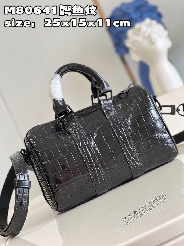 LV專櫃2023新款Keepall系列迷你版手提包 M80641鱷魚紋 路易威登男士手袋 dn1450